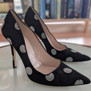 Kate Spade Black Heels with Silver Polka Dots